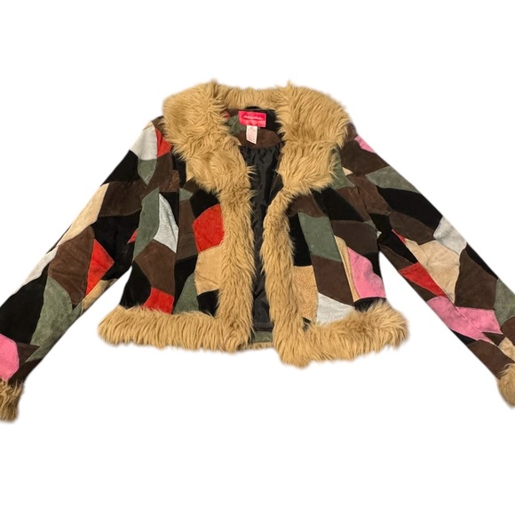 Vintage Leather Fur Colorblock Xhilaration Jacket size XL *Runs Small - Picture 15 of 15